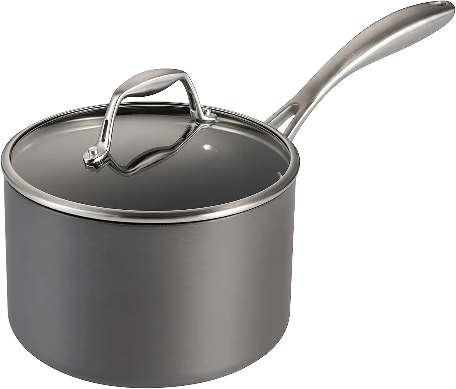 Tramontina Hard Anodized Non Stick 3-Quart Sauce Pan with Glass Lid, Oven Safe