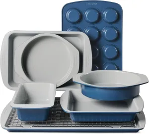 Tramontina Rise 8-Piece Ceramic Baking Pans Set, Non stick Essential Bakeware for Cookies, Loafs, Cakes, Brownies and Muffins