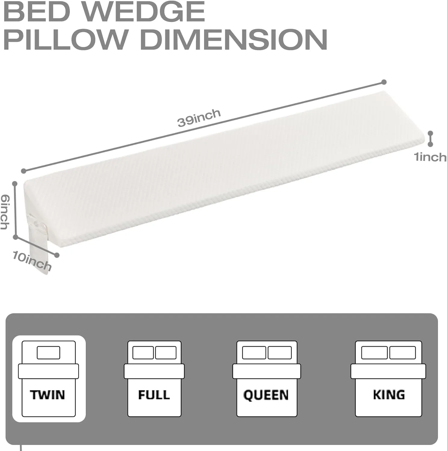 Twin Size Bed Wedge Pillow for Headboard Gap Filler (0"-8")Close Gaps Between Mattress and Wall,Frame/Loft Corner College Dorm Bed Essentials,Bedside Space Home Room Decor,Stop Pillow Falling Down