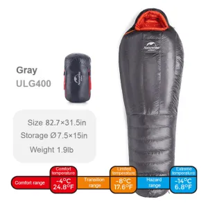 ULG400 Goose Down Mummy Sleeping Bag