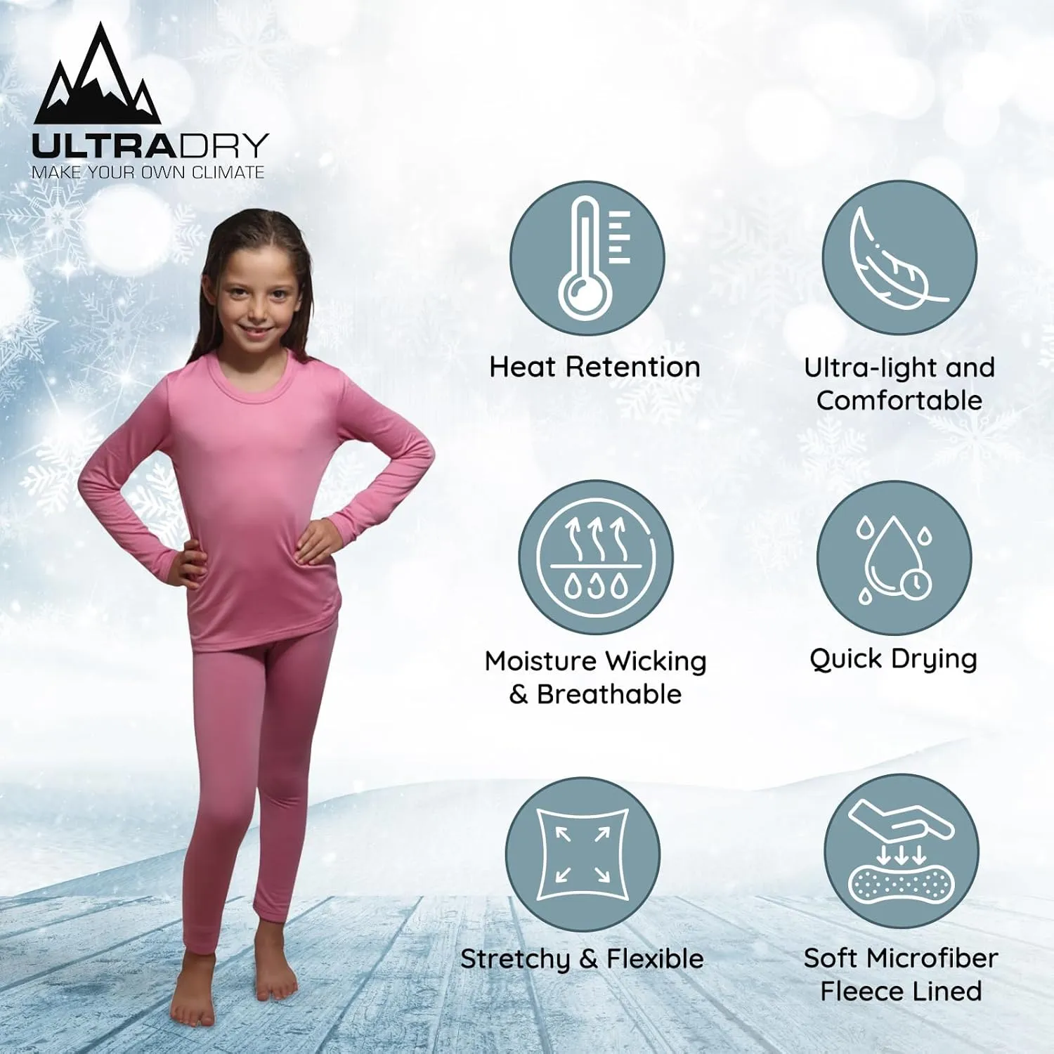 Ultra Dry Thermal Underwear For Kids Long Johns Fleece Lined Leggings And Shirt Boy And Girl Unisex Underwear Base Layer
