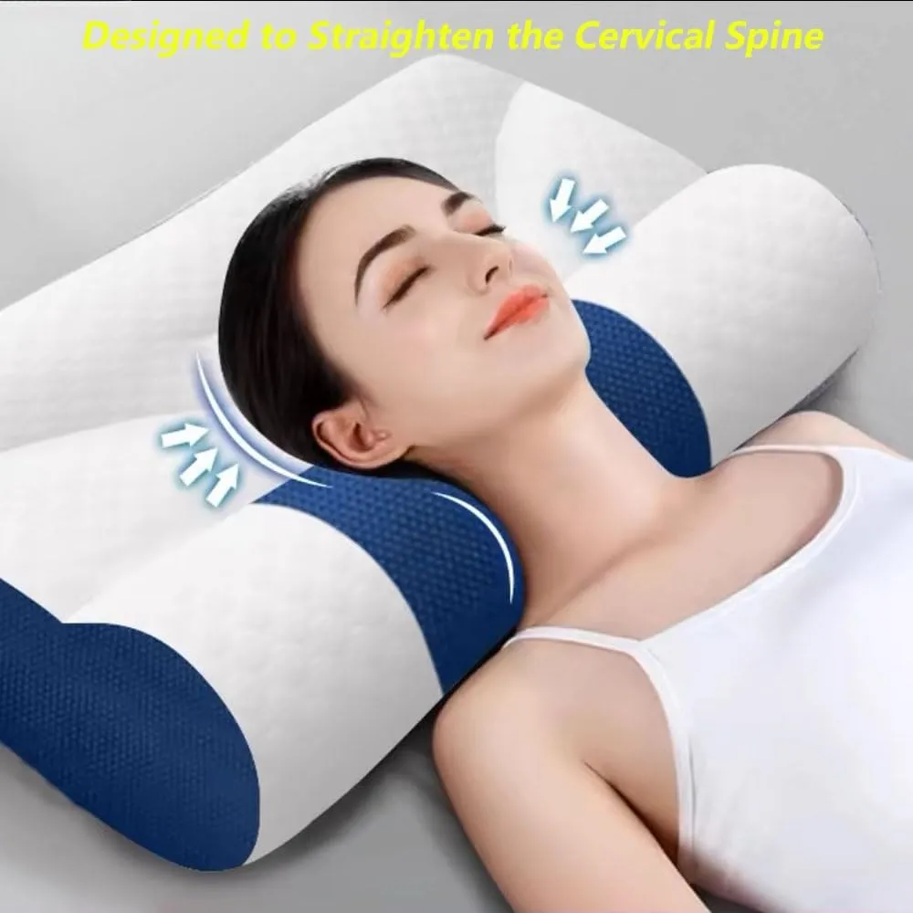 Ultra Fire Cervical Care Pillow, Cervical Support Goose Down Pillow, Ergonomic Sleep-Enhancing Neck Traction Comfortable Goose Down Bolster (Green, Big)