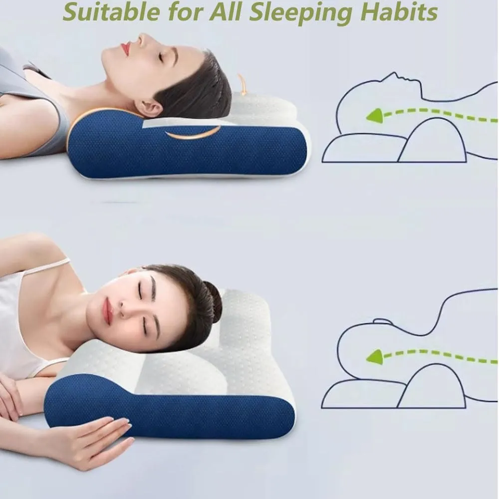 Ultra Fire Cervical Care Pillow, Cervical Support Goose Down Pillow, Ergonomic Sleep-Enhancing Neck Traction Comfortable Goose Down Bolster (Green, Big)
