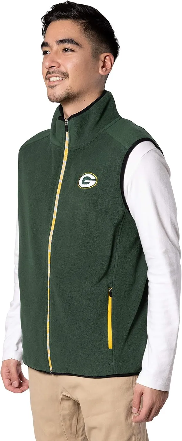 Ultra Game Men's Polar Fleece Vest with Reflective Zipper Tape