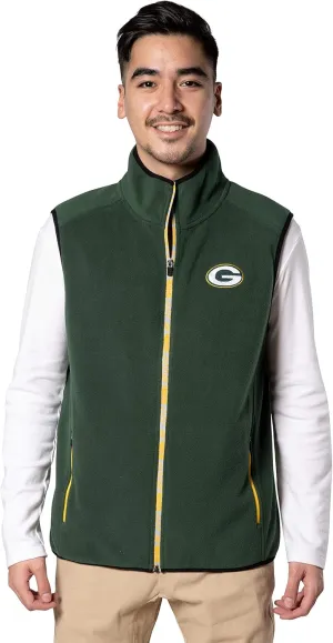 Ultra Game Men's Polar Fleece Vest with Reflective Zipper Tape