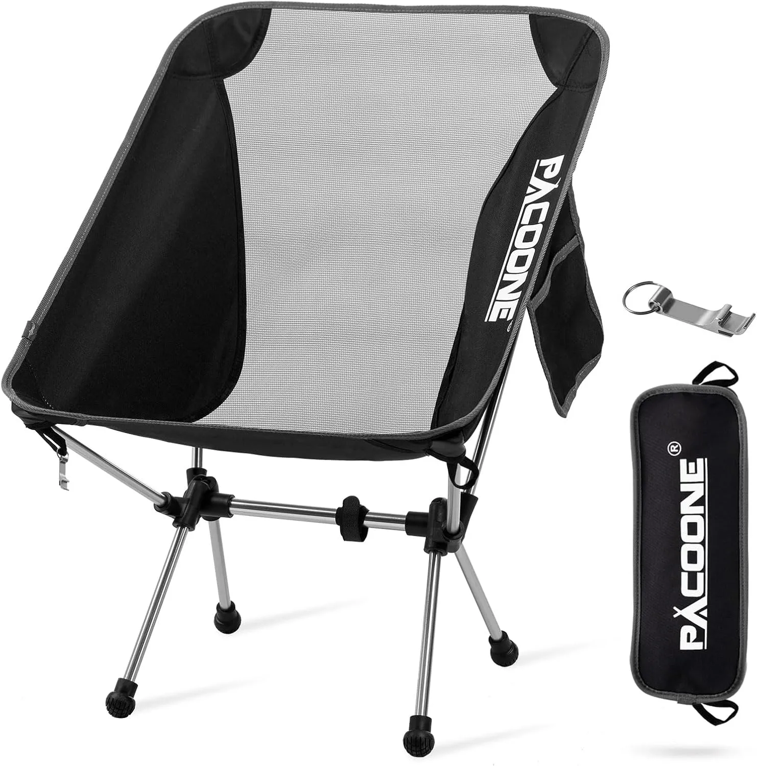 Ultra-Light Portable Camping Chair, Compact Folding Chair with Storage Bag and Bottle Opener, Lightweight Backpacking Chairs for Outdoor Camp, Picnic, Beach, Fishing, Hiking, Supports 330Lbs