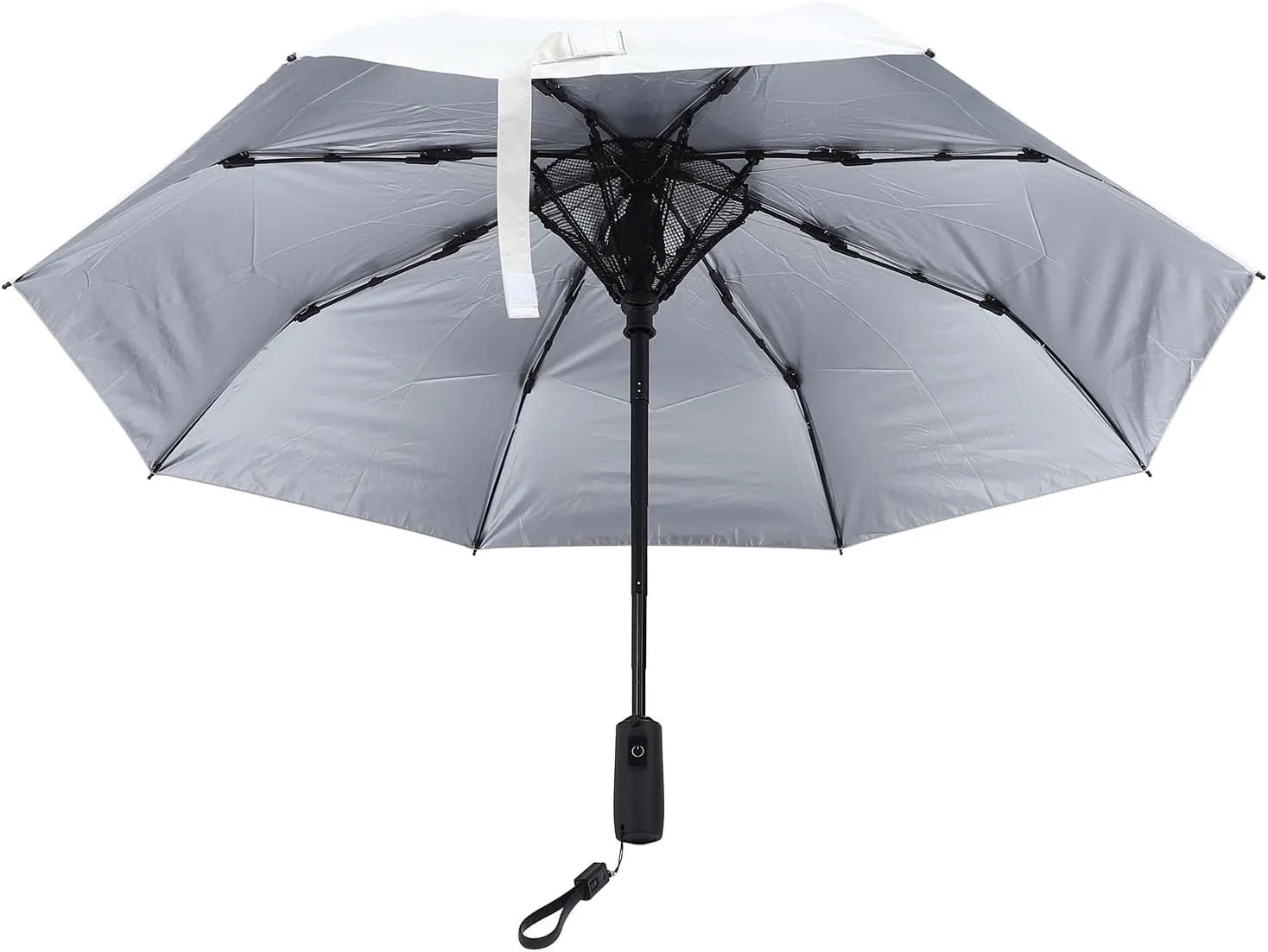 Umbrella With Fan, Small Personal Fan USB Rechargeable Sun Cooling Umbrella With Built In Fan UPF 50 Rain Umbrella Sun Umbrella For Chair Folding Compact Umbrella For Hot Day