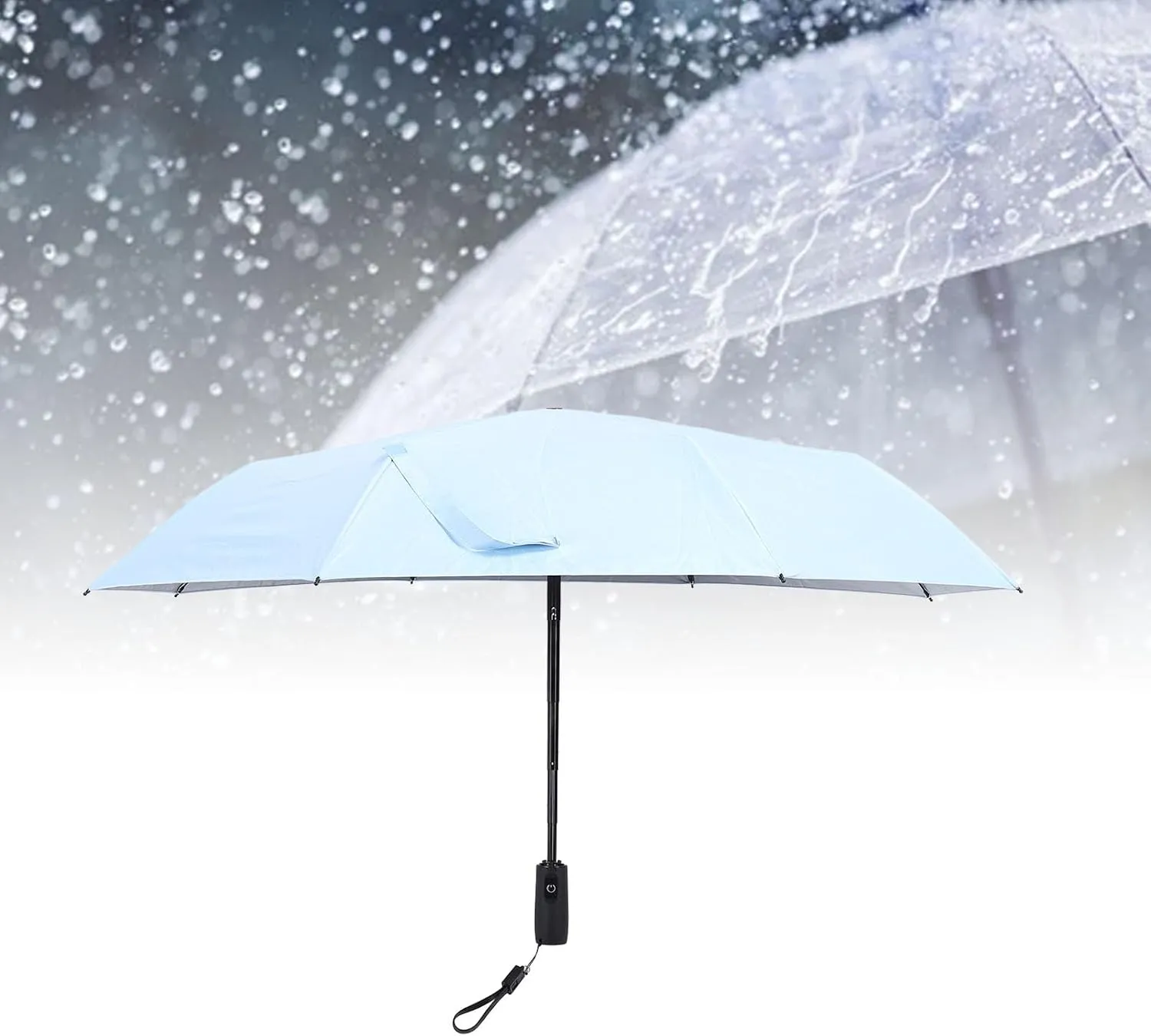 Umbrella with Fan, UPF 50 Rain Umbrella Small Personal Fan Sun Umbrella for Chair USB Rechargeable Sun Cooling Umbrella with Built in Fan Folding Compact Umbrella for Hot Day