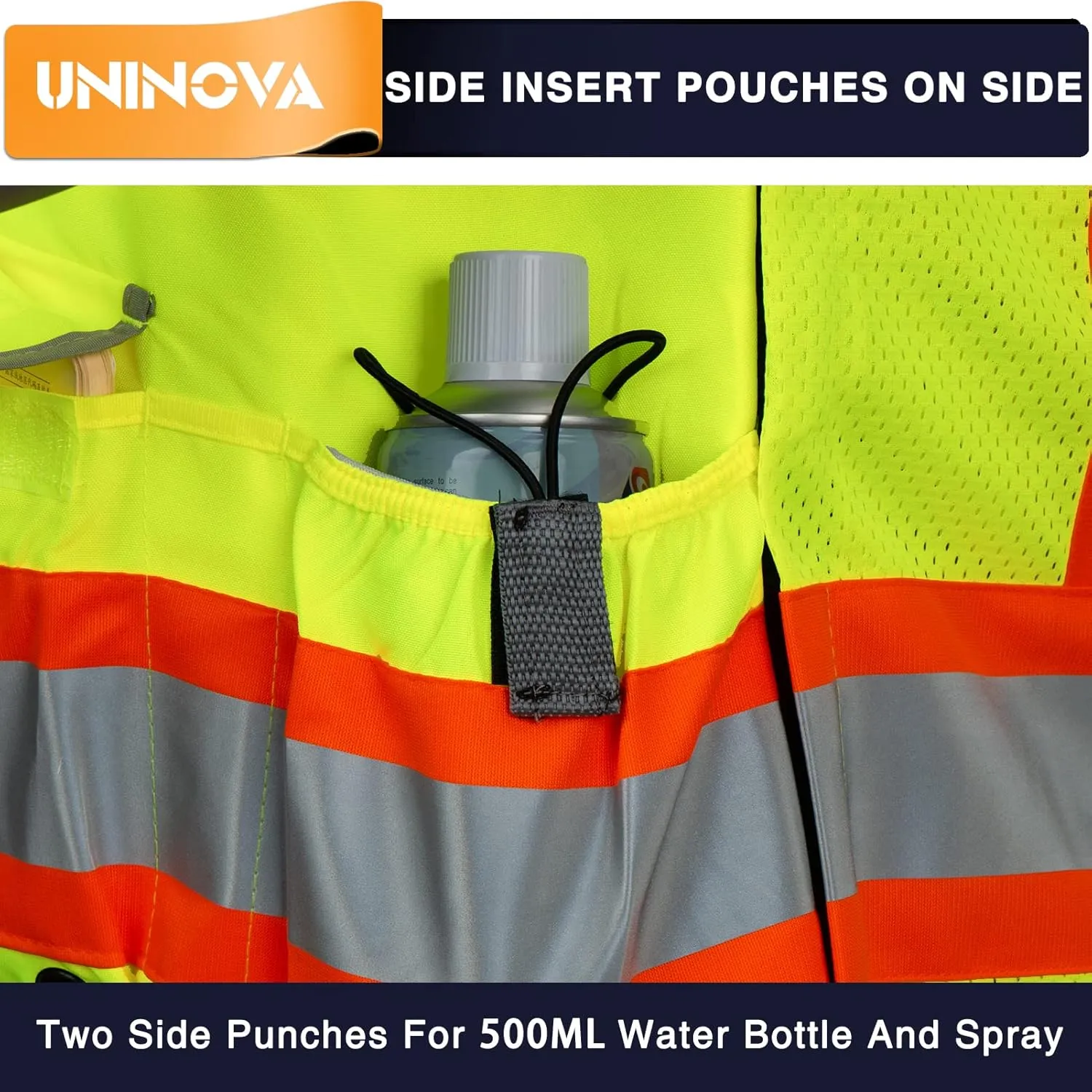 UNINOVA Surveyor Safety Vest Reflective for Men,Class 2 Heavy Duty Safety Vests Reflective with Pockets and Zipper