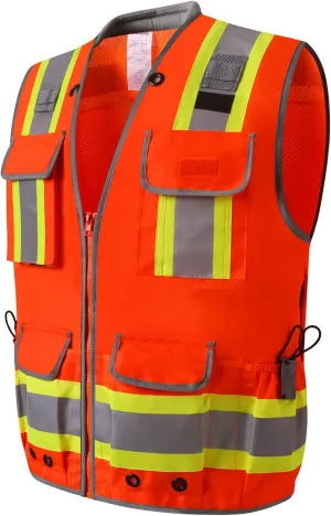 UNINOVA Surveyor Safety Vest Reflective for Men,Class 2 Heavy Duty Safety Vests Reflective with Pockets and Zipper