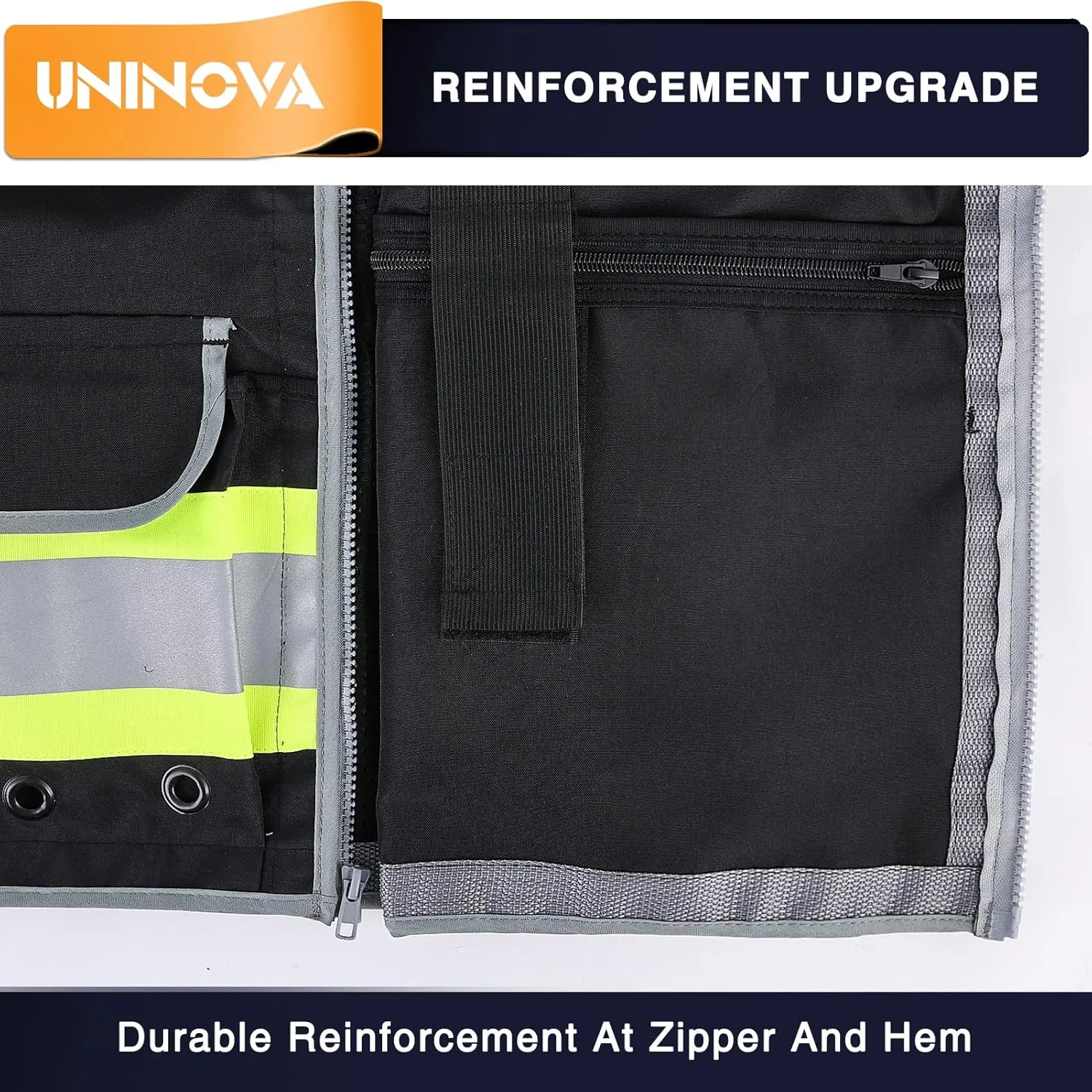UNINOVA Surveyor Safety Vest Reflective for Men,Class 2 Heavy Duty Safety Vests Reflective with Pockets and Zipper