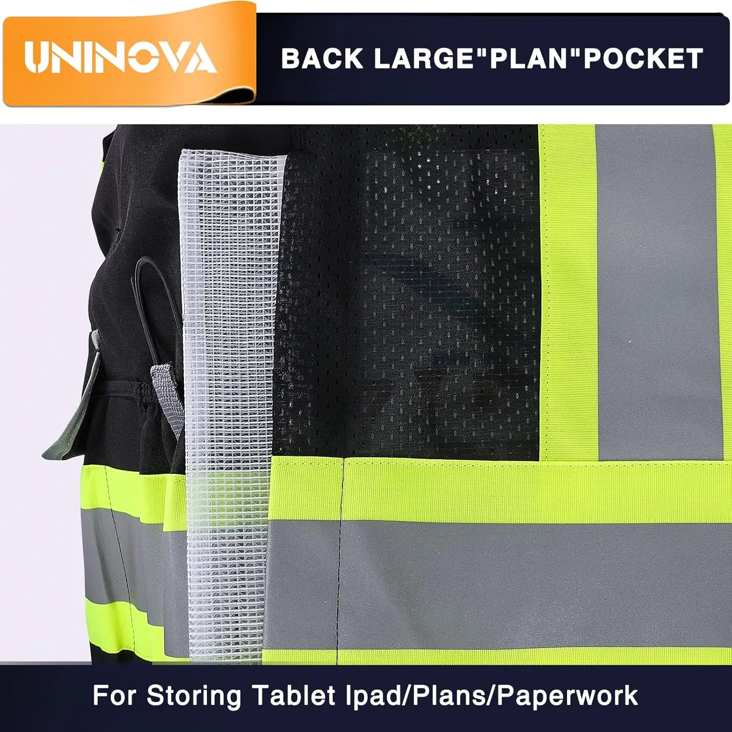 UNINOVA Surveyor Safety Vest Reflective for Men,Class 2 Heavy Duty Safety Vests Reflective with Pockets and Zipper