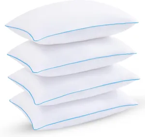 Uniqwamer Bed Pillows for Sleeping 4 Pack - Luxury Hotel Quality Pillows Standard Size Set of 4 - Cooling Pillows with Premium Plush Soft Down Alternative Fill for Back Side Sleepers