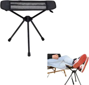 Universal Camping Chair Foot Rest, Freestanding and Folding Design with 3 Stable Supporting Legs – Easy to Assemble and Sturdy Camp Footrest for Outdoor Hammock Swinging Beach Chair (Black)
