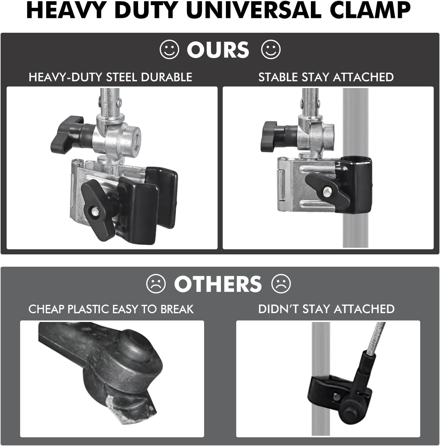 Universal Umbrella - UPF 50  Sun Shade, Adjustable Clamp Clip, Beach, Wagon, Zero Gravity, Sports & Lawn Chair (Patent Design)