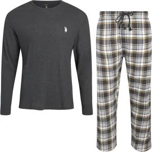 U.S. Polo Assn. Men's Thermal Pajama Set - Waffle Knit Top and Long John Sweatpants, Gift Box