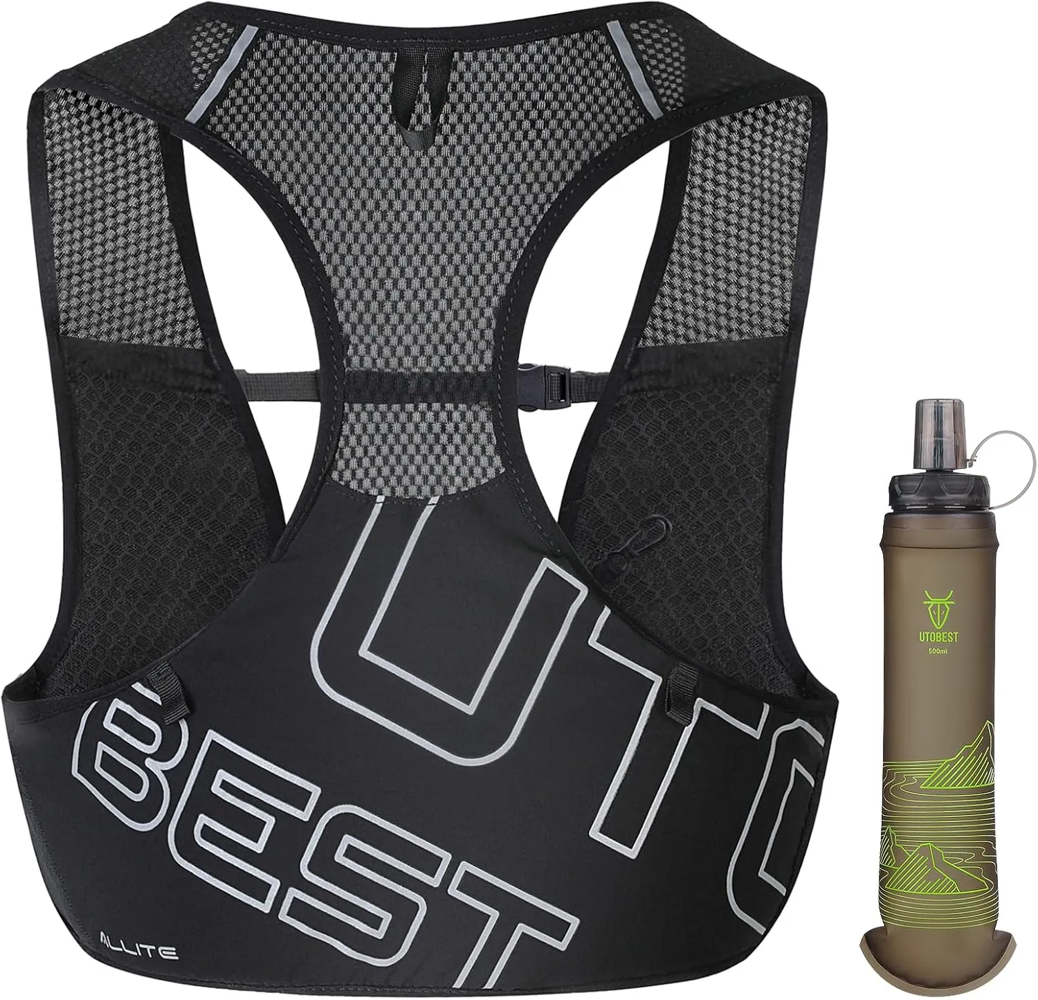UTOBEST Running Vest for Women Men, Ultra-Light Minimalist Hydration Vest, Breathable Reflective Running Gear for Trail Hiking Jogging