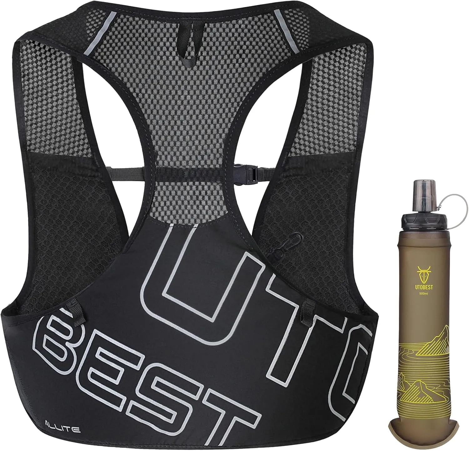 UTOBEST Running Vest for Women Men, Ultra-Light Minimalist Hydration Vest, Breathable Reflective Running Gear for Trail Hiking Jogging