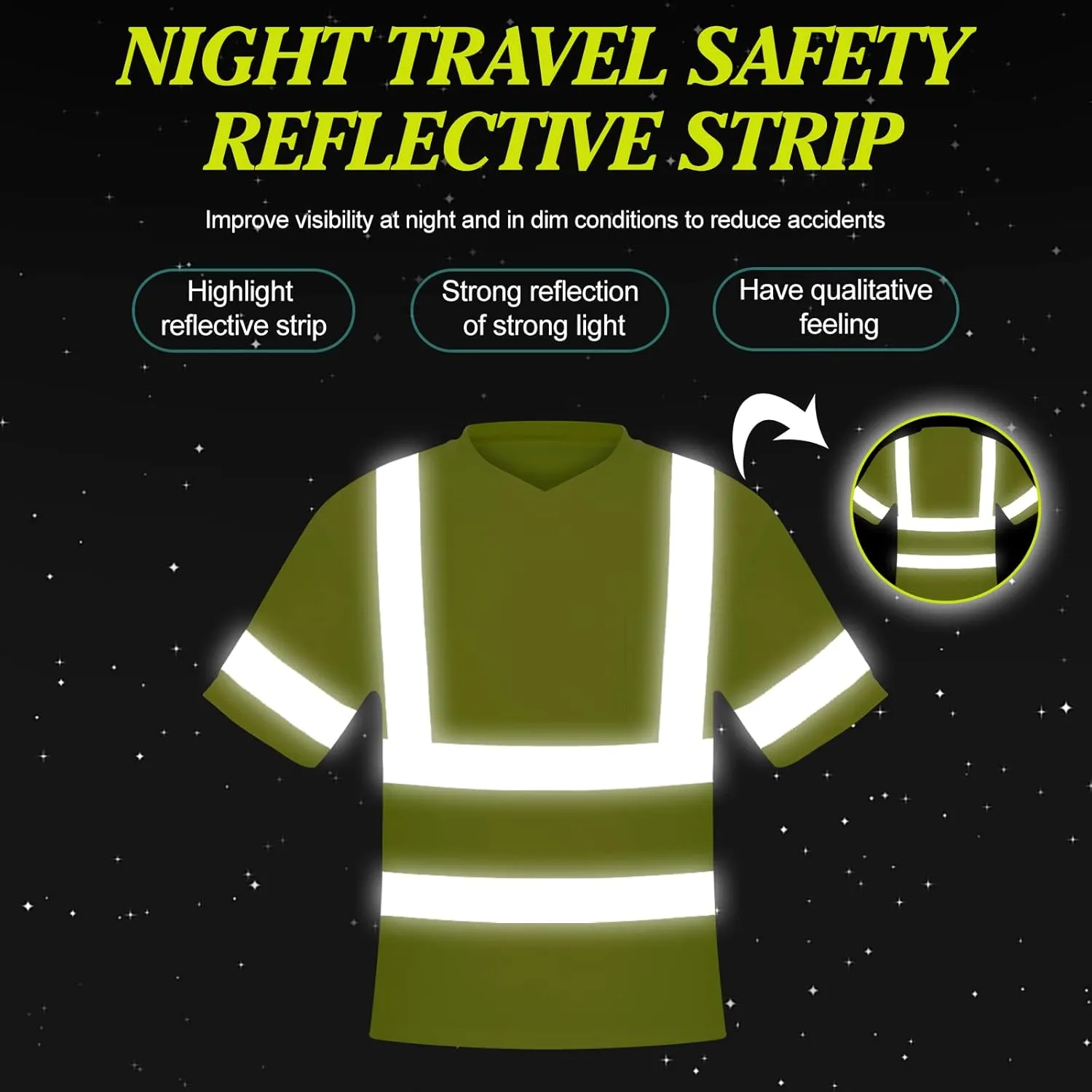 V-Neck Reflective Construction Shirts Class 3 for Men with Pocket Breathable Fluorescent Yellow & Orange