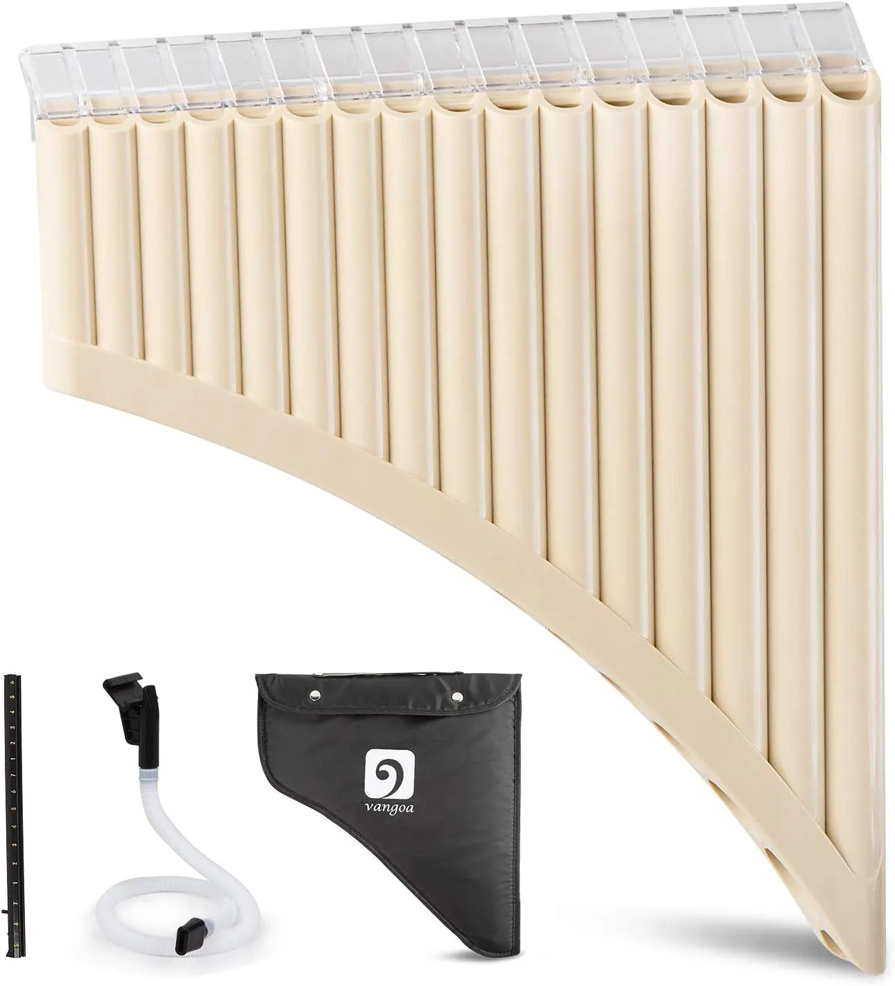 Vangoa Pan Flute 16 Pipes Pan Pipe Instrument Key of C for Beginners Learning Teaching with User Manual, Carrying Bag, Mouthpiece and Long Pipes