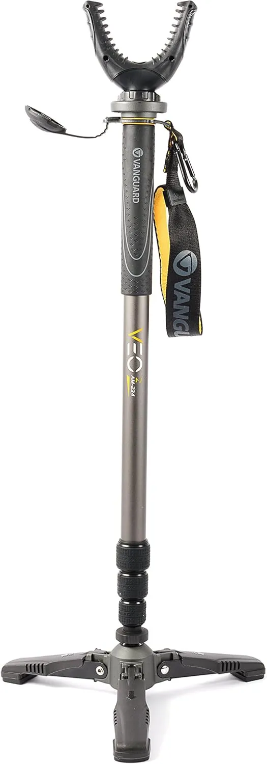 Vanguard VEO 2 AM-234TU Shooting Stick, Tri-Stand Base with Ball Joint, Rotating and Removeable U Shaped Yoke, Gray