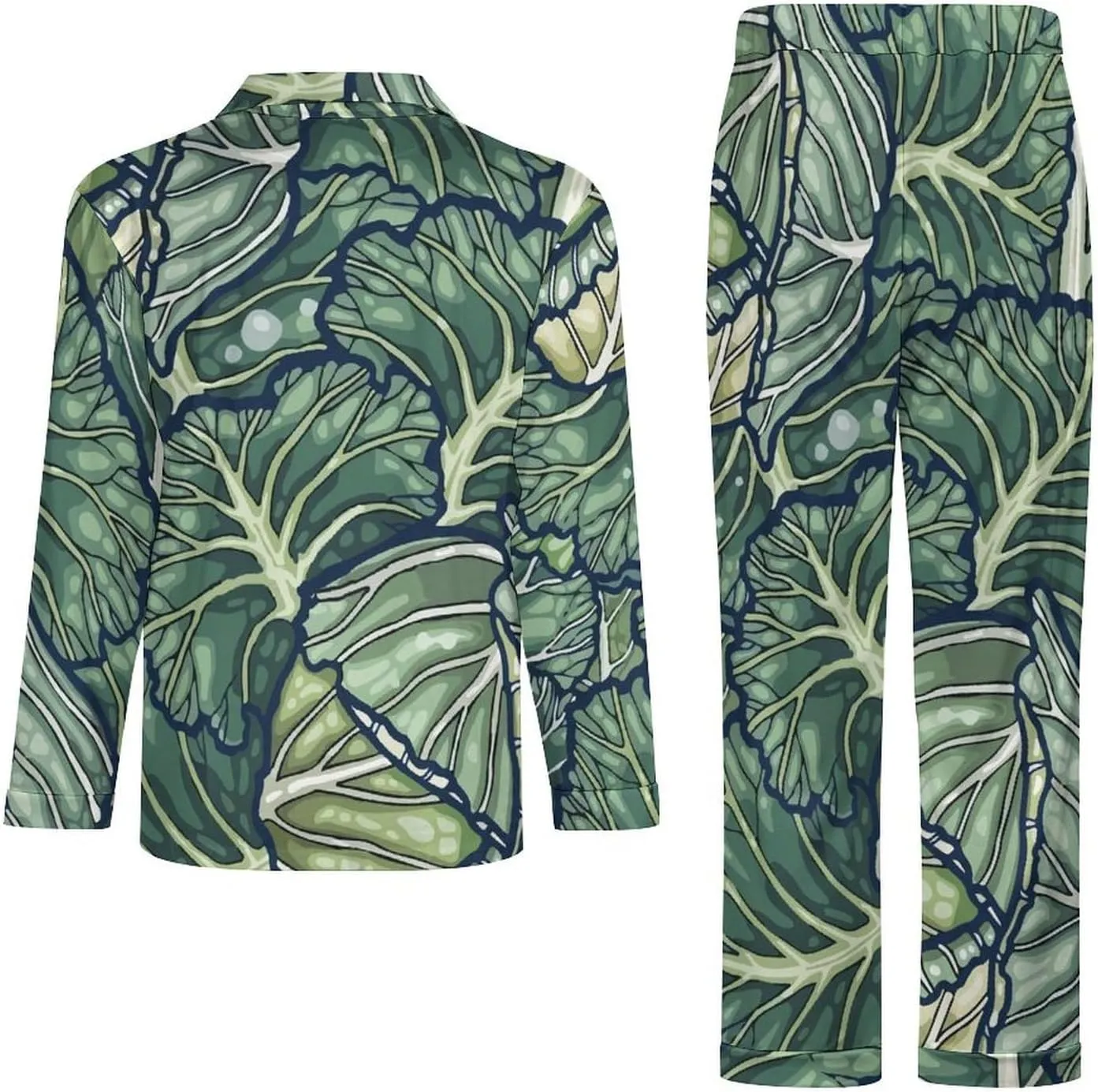 Vegetable Cabbage 2 PCS Men Pajama Set Long Sleeve Button-down Shirts Tops & Sleep Pants Loungewear