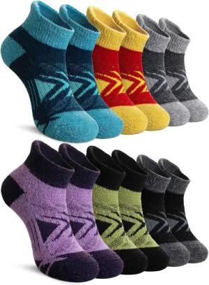 Velice Kids Merino Wool Ankle Hiking Running Socks Girls Boys Teens Athletic Warm Thick Cushion No Show Socks 6 Pairs
