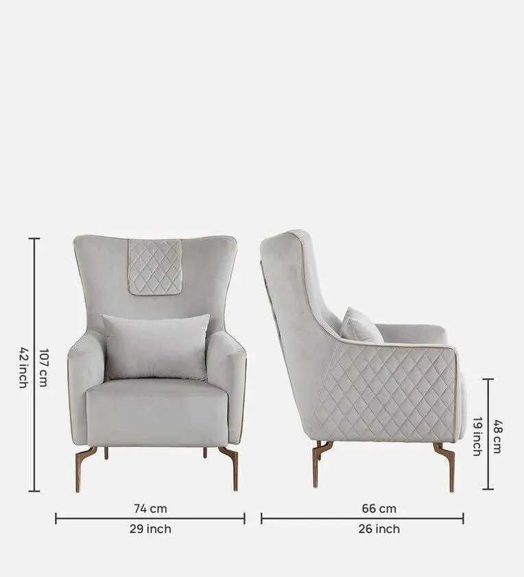 Velvet 1 Seater Sofa In Peach Colour
