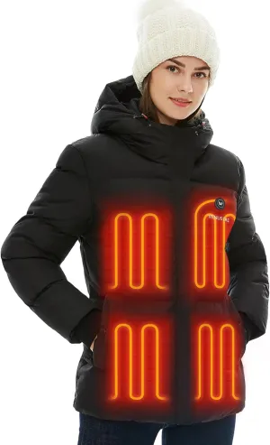 Venustas Women's Heated Down Jacket, Lightweight 90% Down Insulation Heated Jacket with Battery Pack for Skiing Outdoors