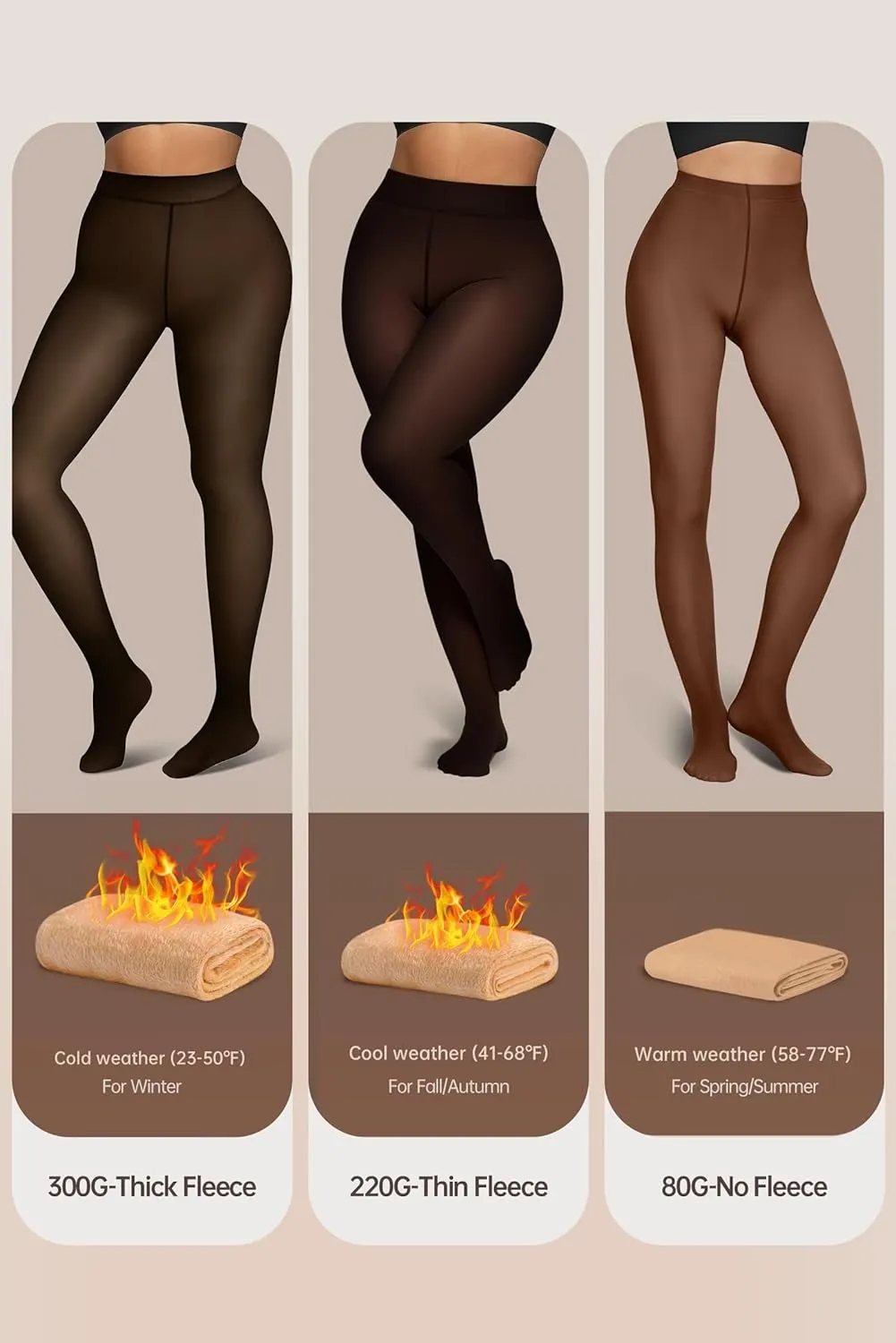 Vertvie Fleece Lined Tights for Women Thermal Pantyhose Fake Translucent Winter Warm Tights High Waisted Thick Leggings