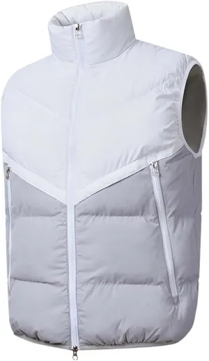 Vest for Men Stand Collar Zip Up Color Block Padded Jacket Thicken Warm Winter Casual Outdoor Sports Vest with Pocket