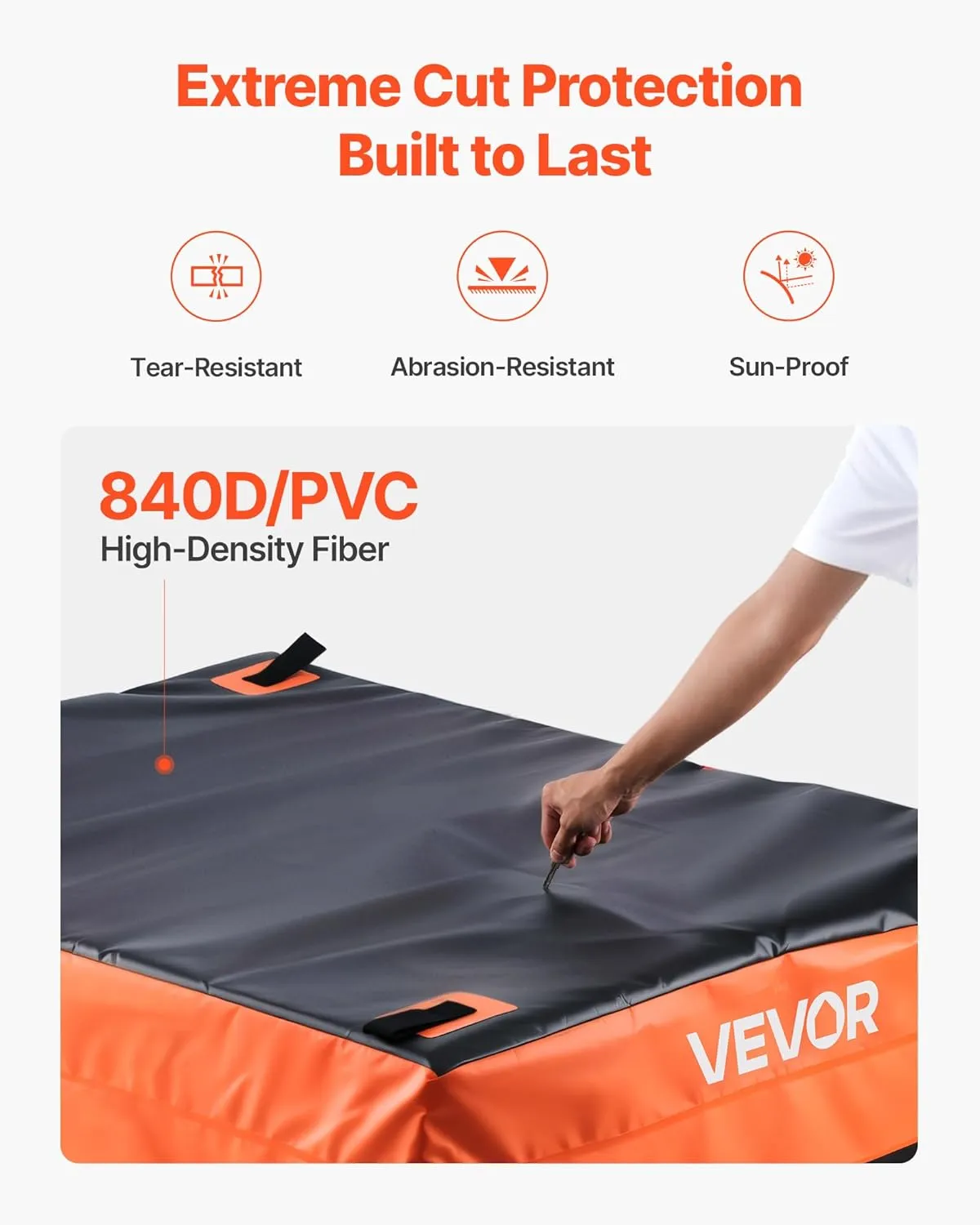 VEVOR Truck Bed Cargo Bag, Waterproof 840D PVC, 51.18 x 40.16 x 21.85 in (26 Cu. ft), Heavy Duty Cargo Bag for Truck Bed with Bungee Cords, Net and Carabiners, Fits a Variety of SUV & Pickup Trucks