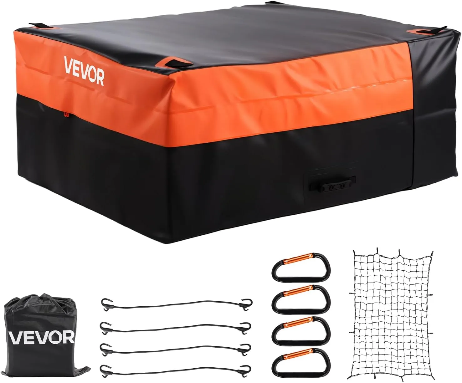 VEVOR Truck Bed Cargo Bag, Waterproof 840D PVC, 51.18 x 40.16 x 21.85 in (26 Cu. ft), Heavy Duty Cargo Bag for Truck Bed with Bungee Cords, Net and Carabiners, Fits a Variety of SUV & Pickup Trucks