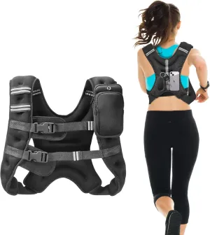 VEVOR Weighted Vest, 12/16/20/30 lbs Weight Vest with Reflective Stripe, Adjustable Buckle Body Weight Vest, Workout Equipment for Strength Training, Running, Jogging, Fitness, and Weight Loss