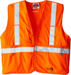 Viking FR Hi Vis Orange Safety Vest - Fire Resistant Class 2 Reflective Vest with Pockets; ANSI/ISEA and CSA Compliant