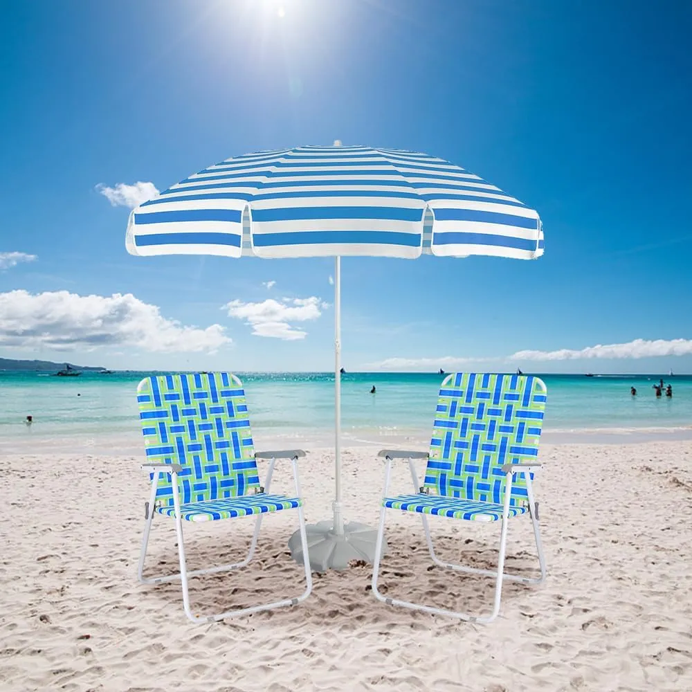 VINGLI Oversized Patio Lawn Chairs Folding 1 Piece, Webbed Folding Chair Outdoor Beach Chair Portable Camping Chair for Yard, Garden (Blue, Oversized)