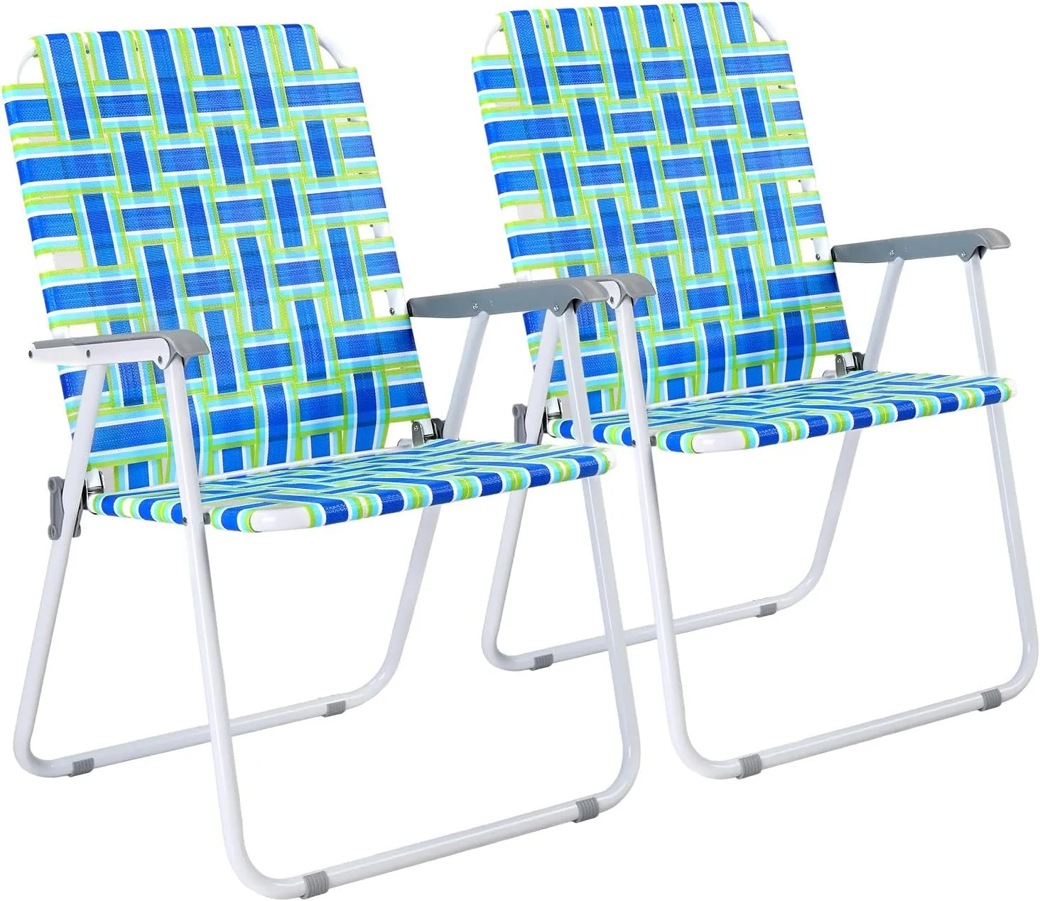 VINGLI Oversized Patio Lawn Chairs Folding 1 Piece, Webbed Folding Chair Outdoor Beach Chair Portable Camping Chair for Yard, Garden (Blue, Oversized)