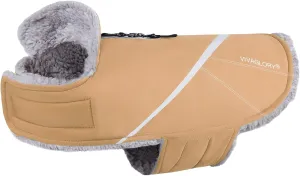 VIVAGLORY Cozy Water-Repellent Windproof Dog Vest - Warm Pet Apparel for Winter, Khaki XS