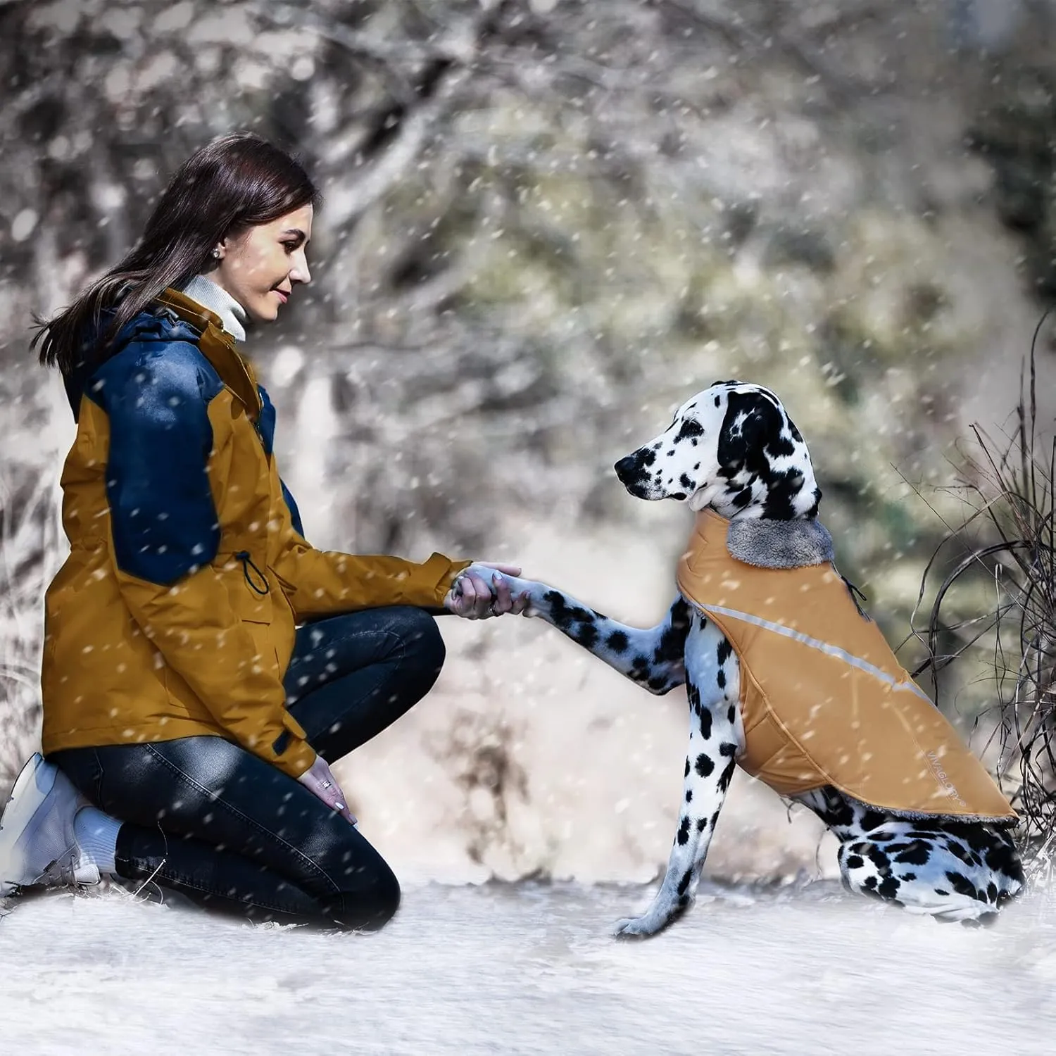 VIVAGLORY Cozy Water-Repellent Windproof Dog Vest - Warm Pet Apparel for Winter, Khaki XS