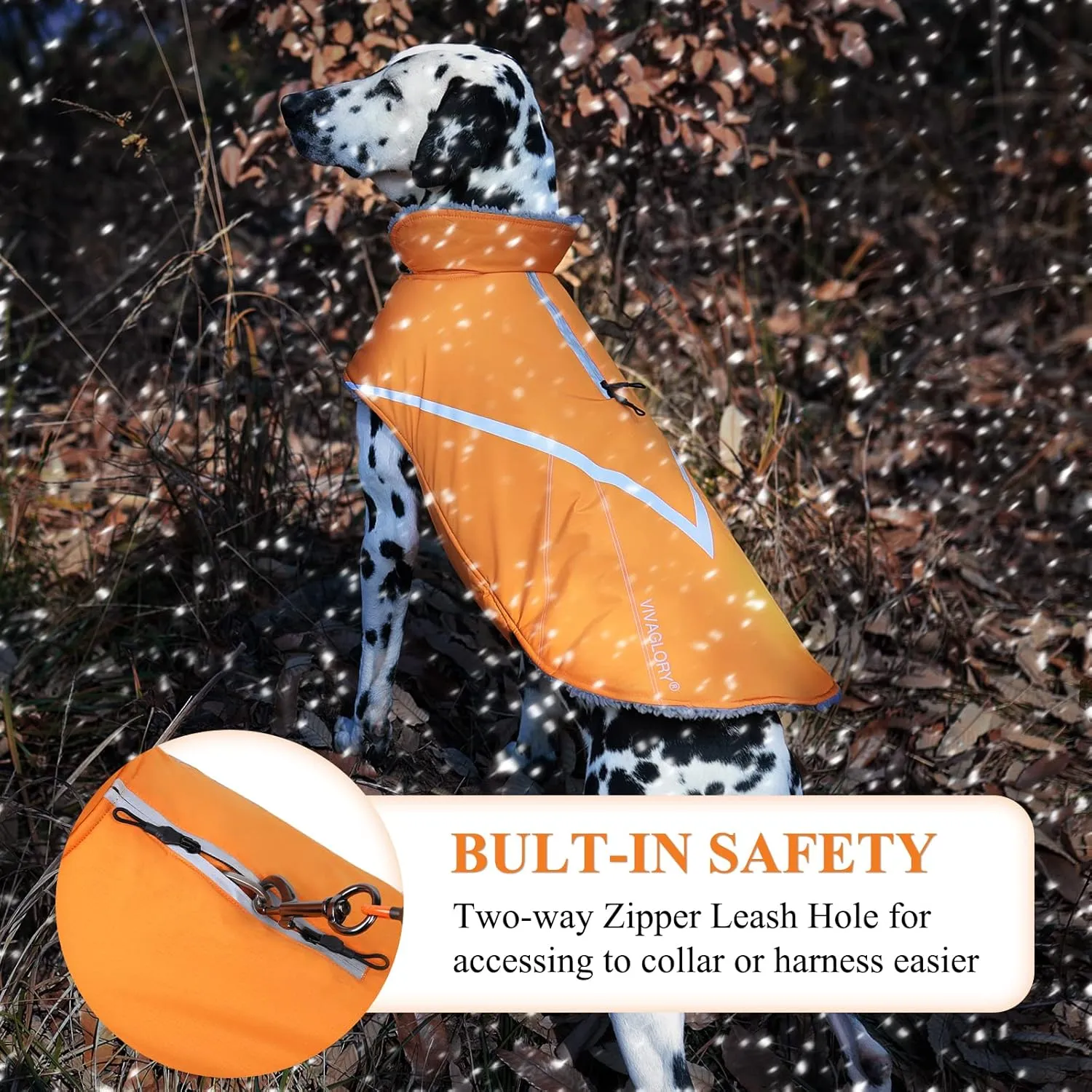 VIVAGLORY Cozy Water-Repellent Windproof Dog Vest - Warm Pet Apparel for Winter, Orange XS