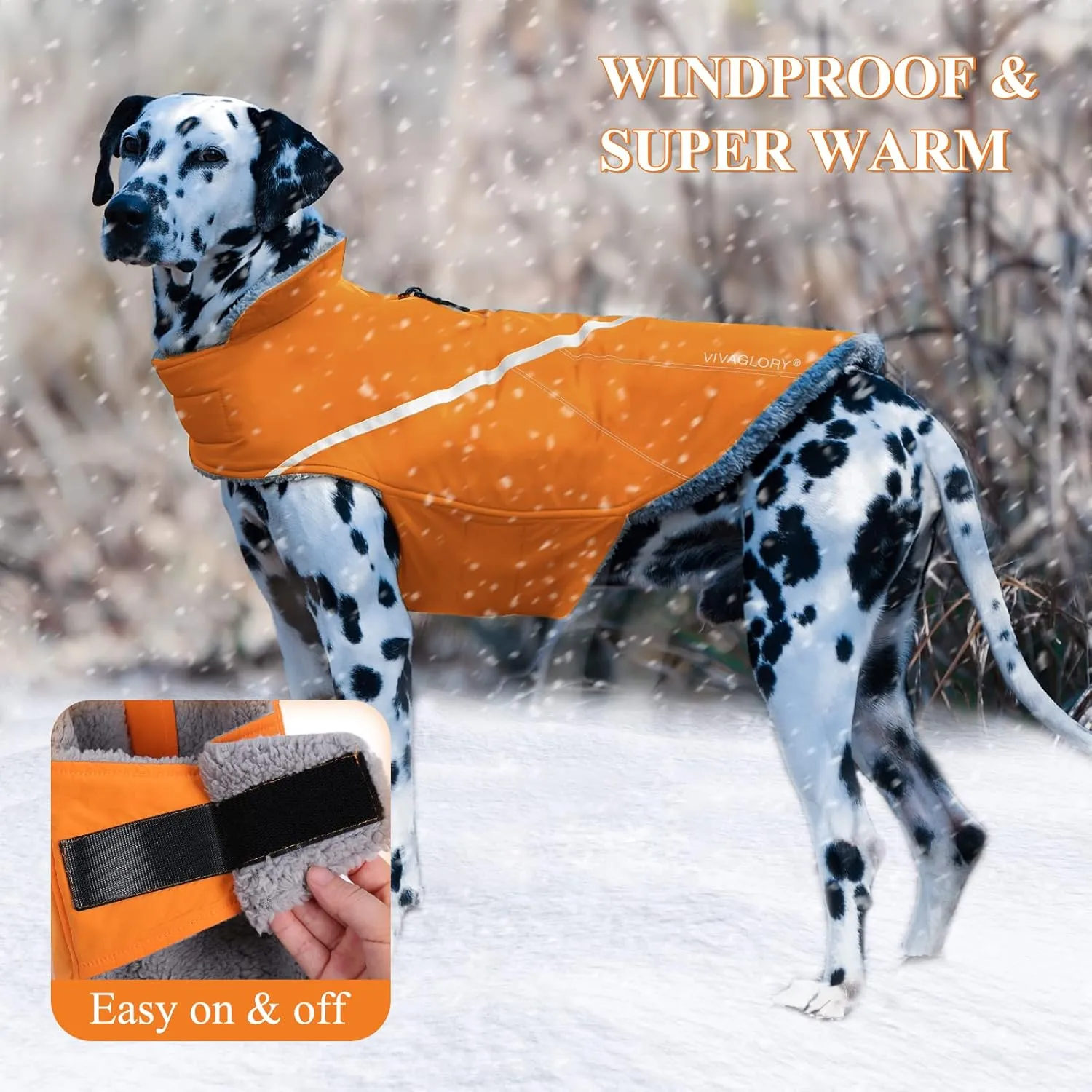 VIVAGLORY Cozy Water-Repellent Windproof Dog Vest - Warm Pet Apparel for Winter, Orange XS