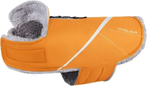 VIVAGLORY Cozy Water-Repellent Windproof Dog Vest - Warm Pet Apparel for Winter, Orange XS