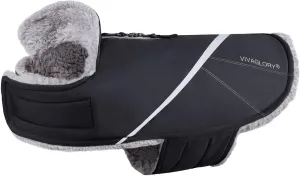 VIVAGLORY Cozy Water-Repellent Windproof Dog Vest Winter Coat, Warm Pet Apparel for Small Dogs with Furry Collar, Black XS