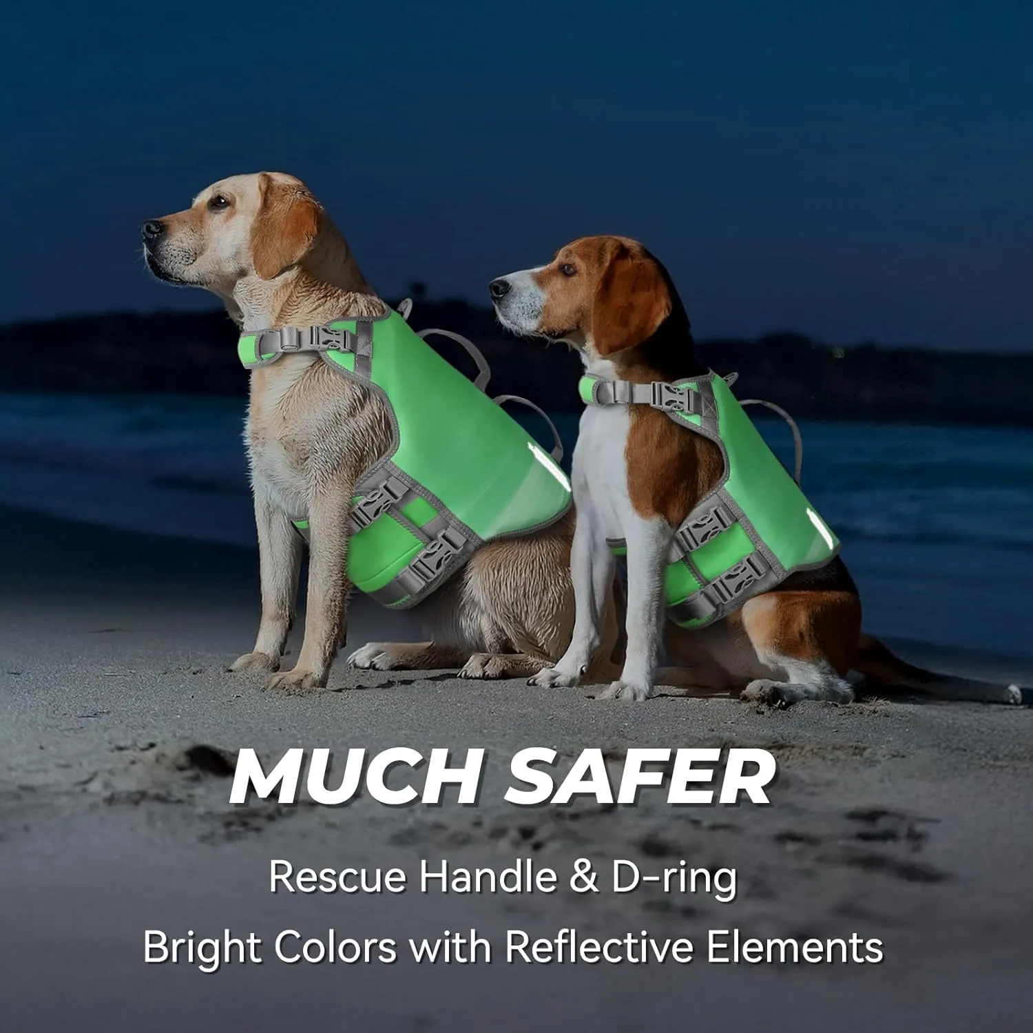 VIVAGLORY Neoprene Dog Life Jacket Dog Swim Vest for Boating Hunting & Swimming, Lightweight with Leash Ring, L, Grape Green