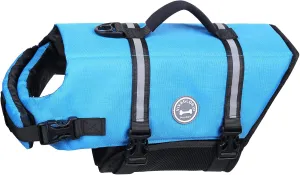 VIVAGLORY Ripstop Dog Life Jacket for Small Medium Large Dogs Boating, Dog Swimming Vest with Enhanced Buoyancy & Visibility, Blue
