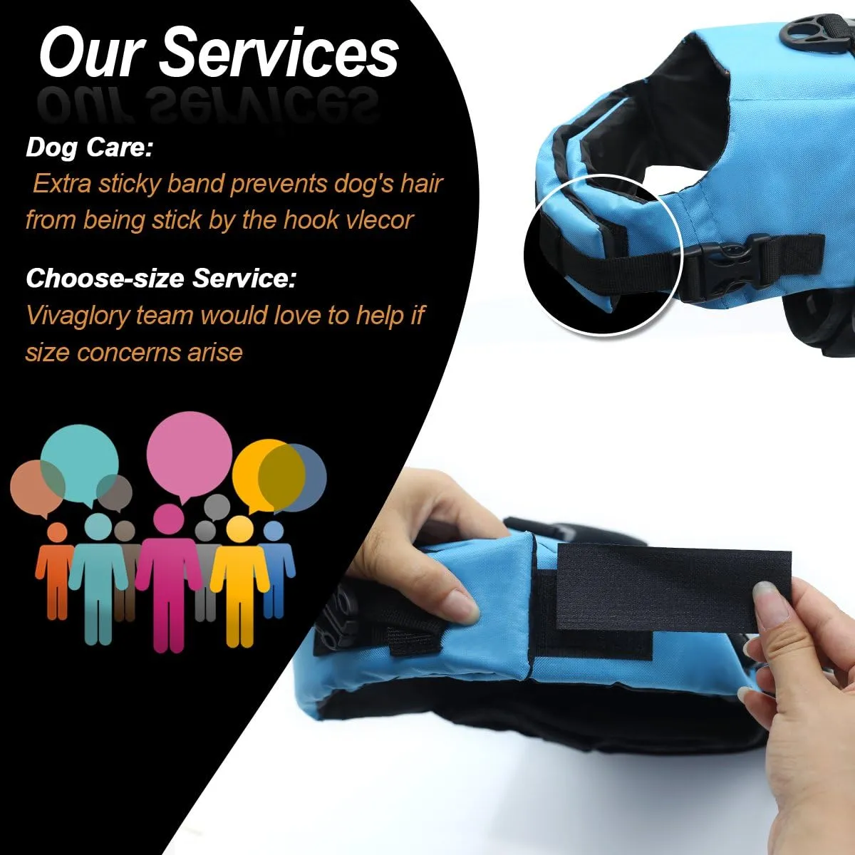 VIVAGLORY Ripstop Dog Life Jacket for Small Medium Large Dogs Boating, Dog Swimming Vest with Enhanced Buoyancy & Visibility, Blue