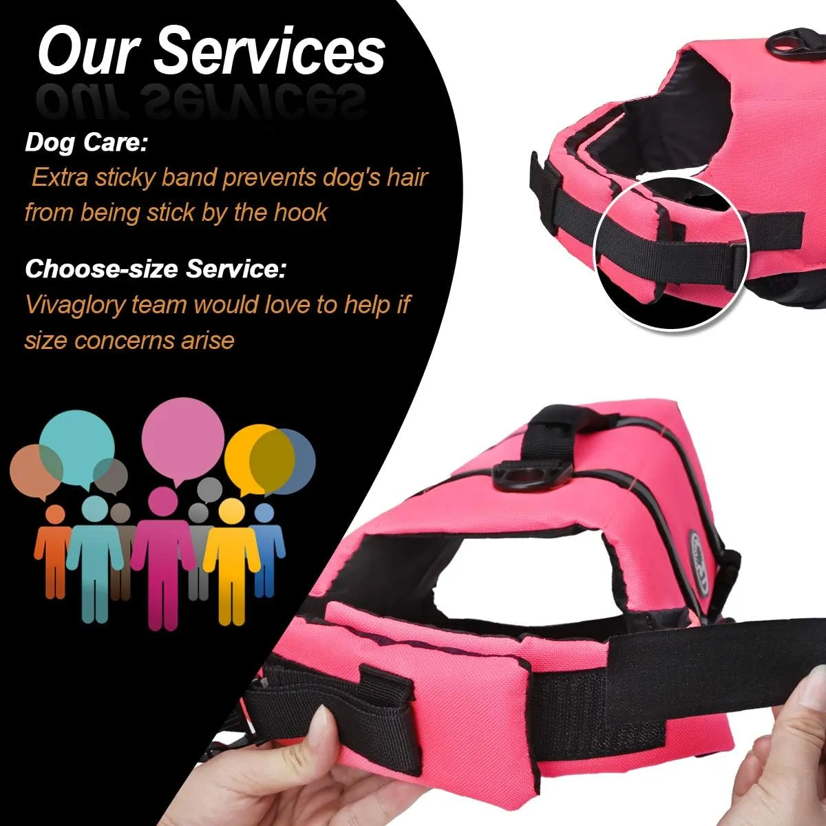 VIVAGLORY Ripstop Dog Life Jacket for Small Medium Large Dogs Boating, Dog Swimming Vest with Enhanced Buoyancy & Visibility, Bright Pink