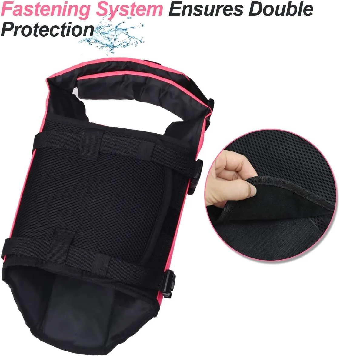 VIVAGLORY Ripstop Dog Life Jacket for Small Medium Large Dogs Boating, Dog Swimming Vest with Enhanced Buoyancy & Visibility, Bright Pink