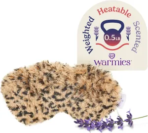 warmies Microwavable Eye Mask for Warmth & Comfort - Heating & Cooling Compress for Calming Relaxation - Weighted & Heated Eye Mask with Scented Lavender for Sleeping - Leopard