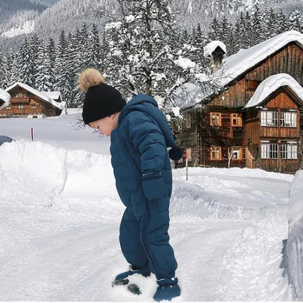 Waterproof Down Filled Baby Snowsuit Fleece Lined Light Weight-with Gloves&Shoes